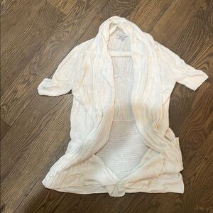 Cream Ribbed Open Cardigan